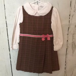 Heartstring brown/pink plaid jumper